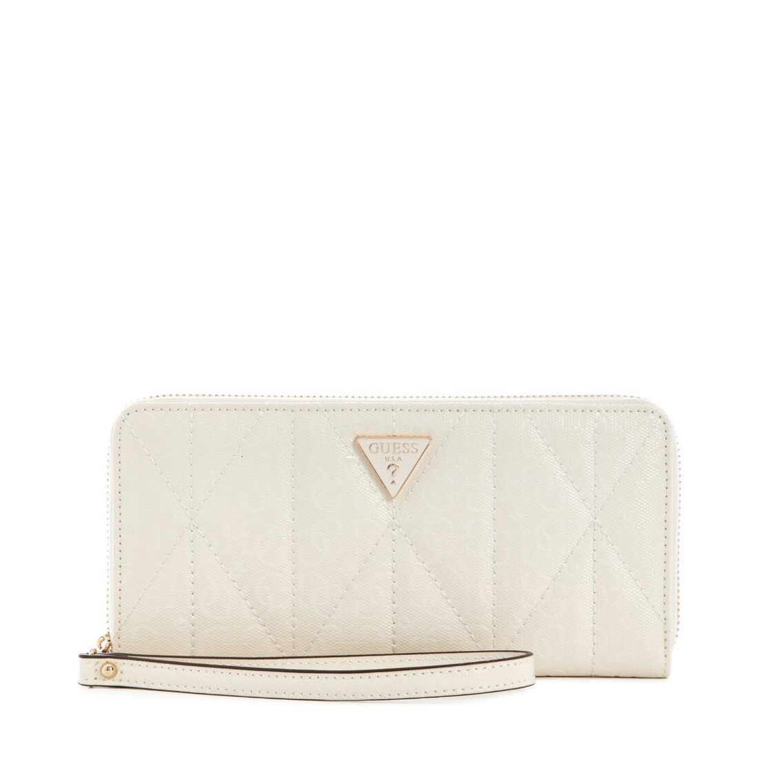 Guess Aldina Slg Large Zip Around - Off White