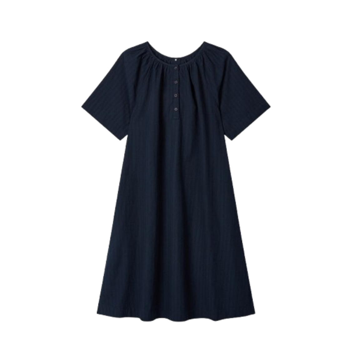 Jaju Women Cotton Shirring Pajama Dress Navy