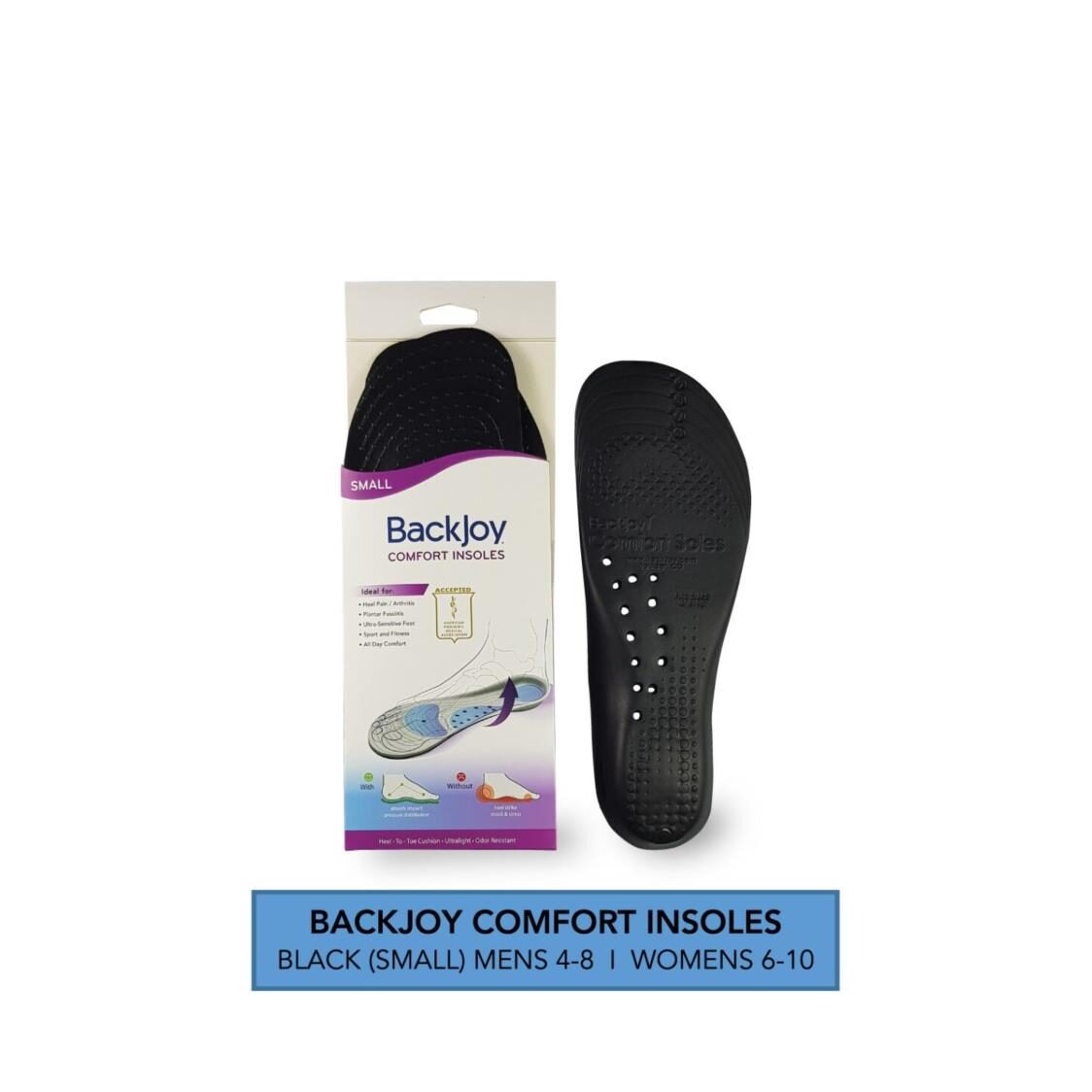 BackJoy Comfort Soles Unisex M4-8/W6-10  (Black) FOCMF012