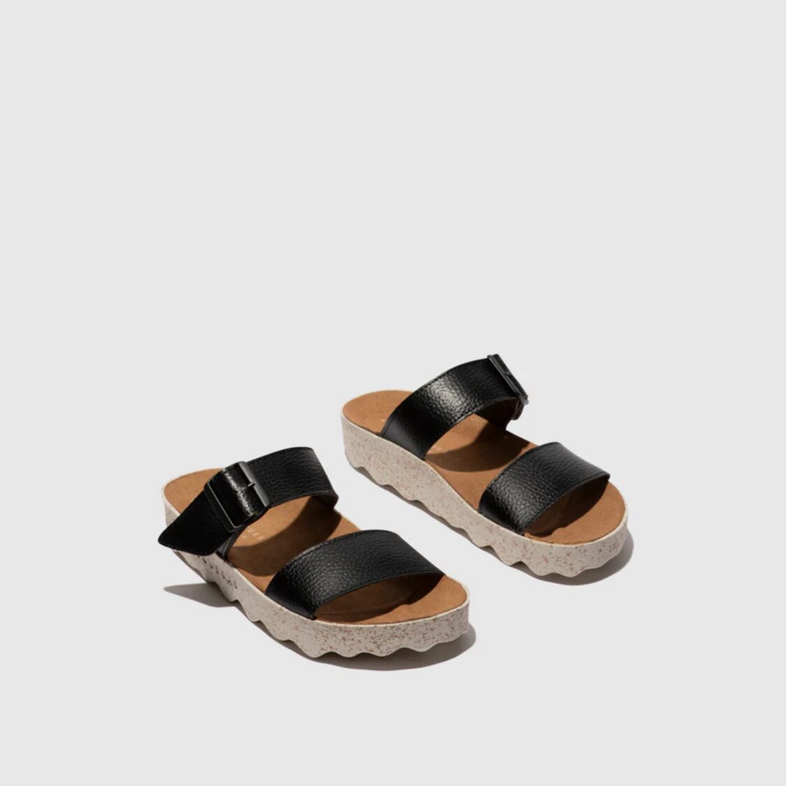 Asportugesas Coly 2Strap Eco Leather Sandal Off Black