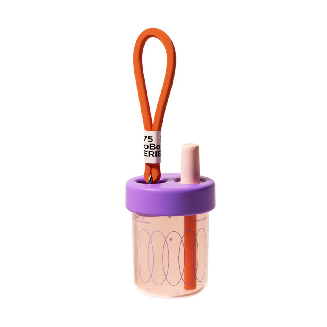 Chako Lab 450ml Bobo Straw Cup Round Purple/Orange