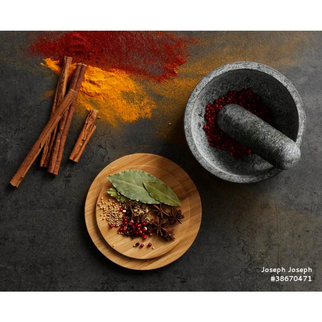 Joseph Joseph Dash Pestle & Mortar with Bamboo Lid - Granite - 20176