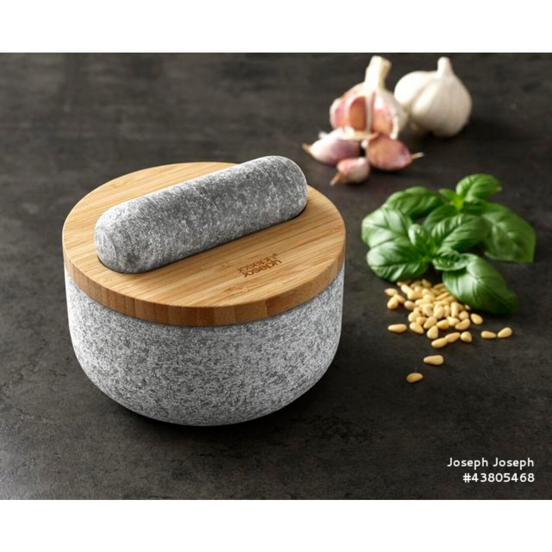 Joseph Joseph Dash Pestle & Mortar with Bamboo Lid - Granite - 20176