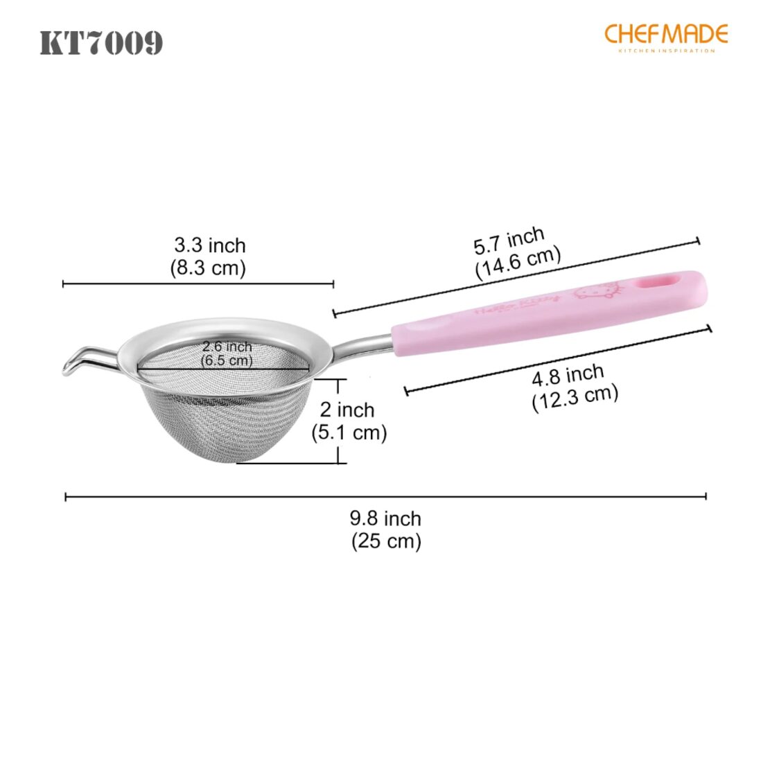 Chefmade Stainless Steel Flour Sieve L24.5XW7xH4cm Hello Kitty (1898cm-KT7009)