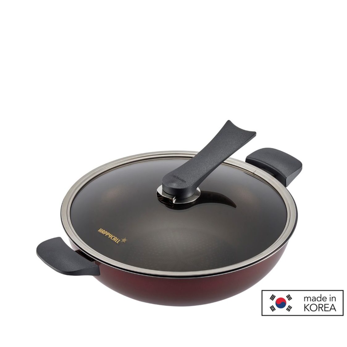 HAPPYCALL Solaris Diamond IH Non-Stick Wok with Glass Lid 32cm (4900-0154)