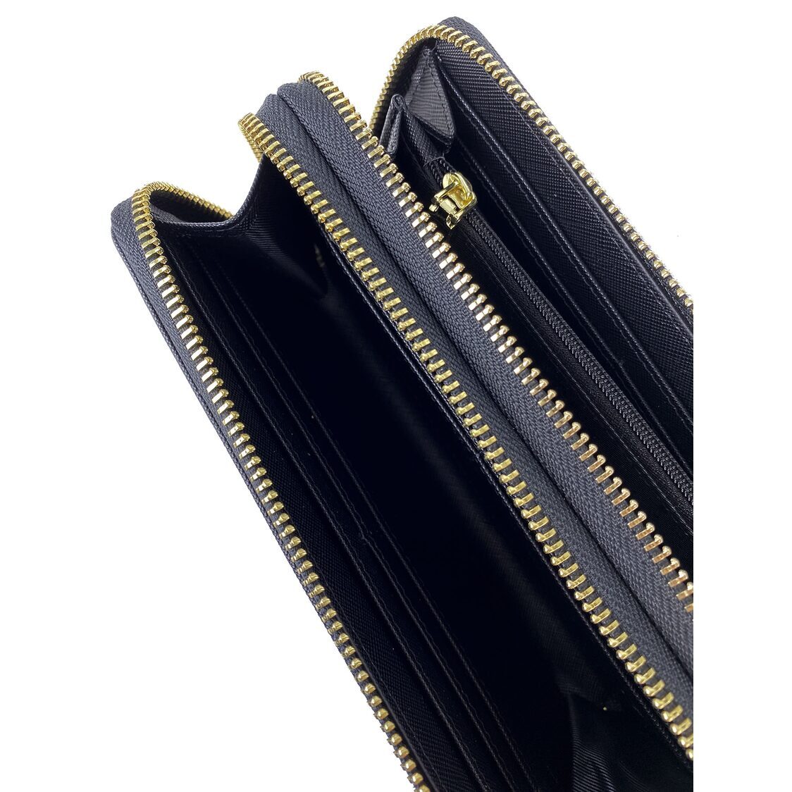 Mel&Co Saffiano-Effect Double Zip-Around Large Wallet With Wrist Strap