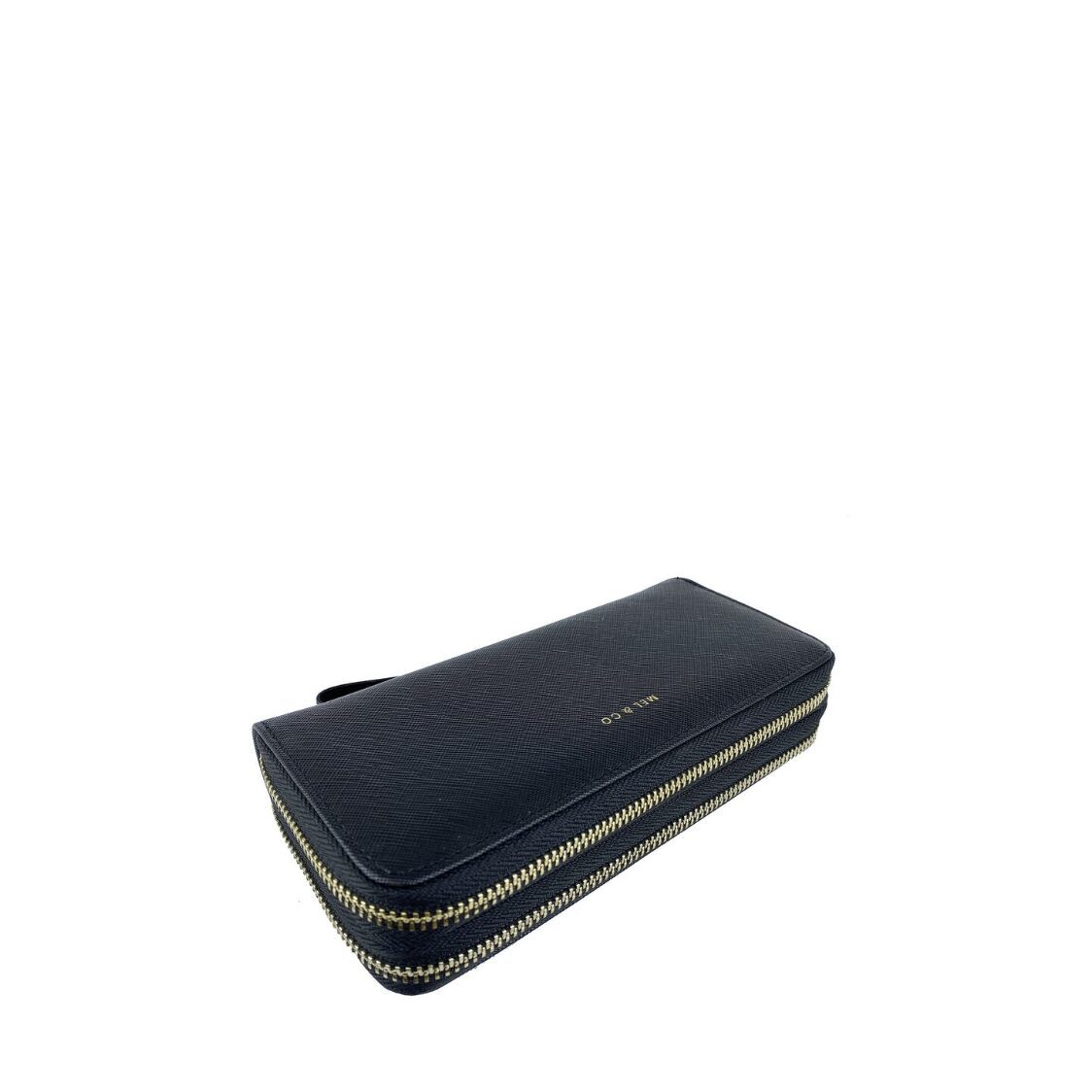 Mel&Co Saffiano-Effect Double Zip-Around Large Wallet With Wrist Strap