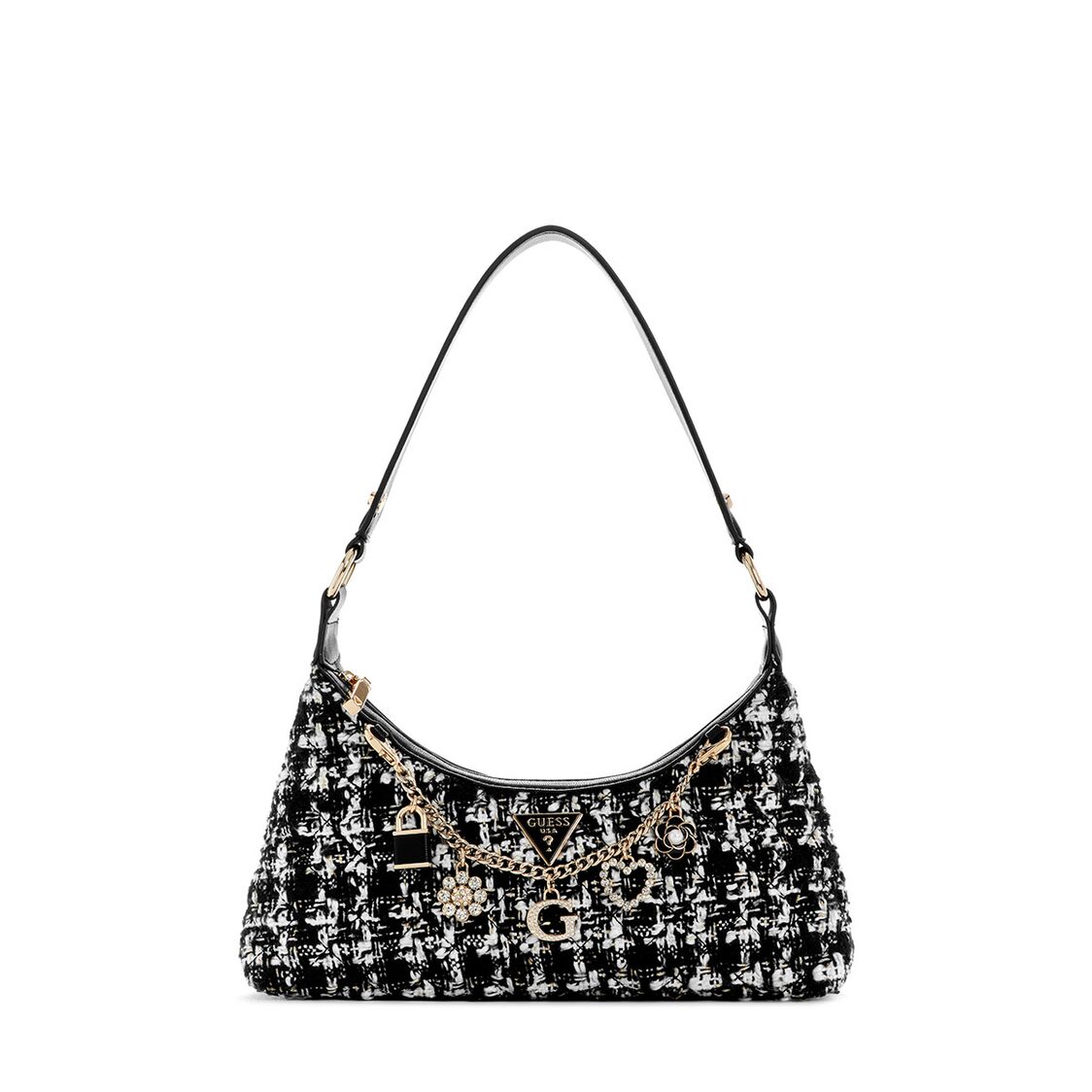 Guess Everlee Top Zip Shoulder Bag - Black Multi