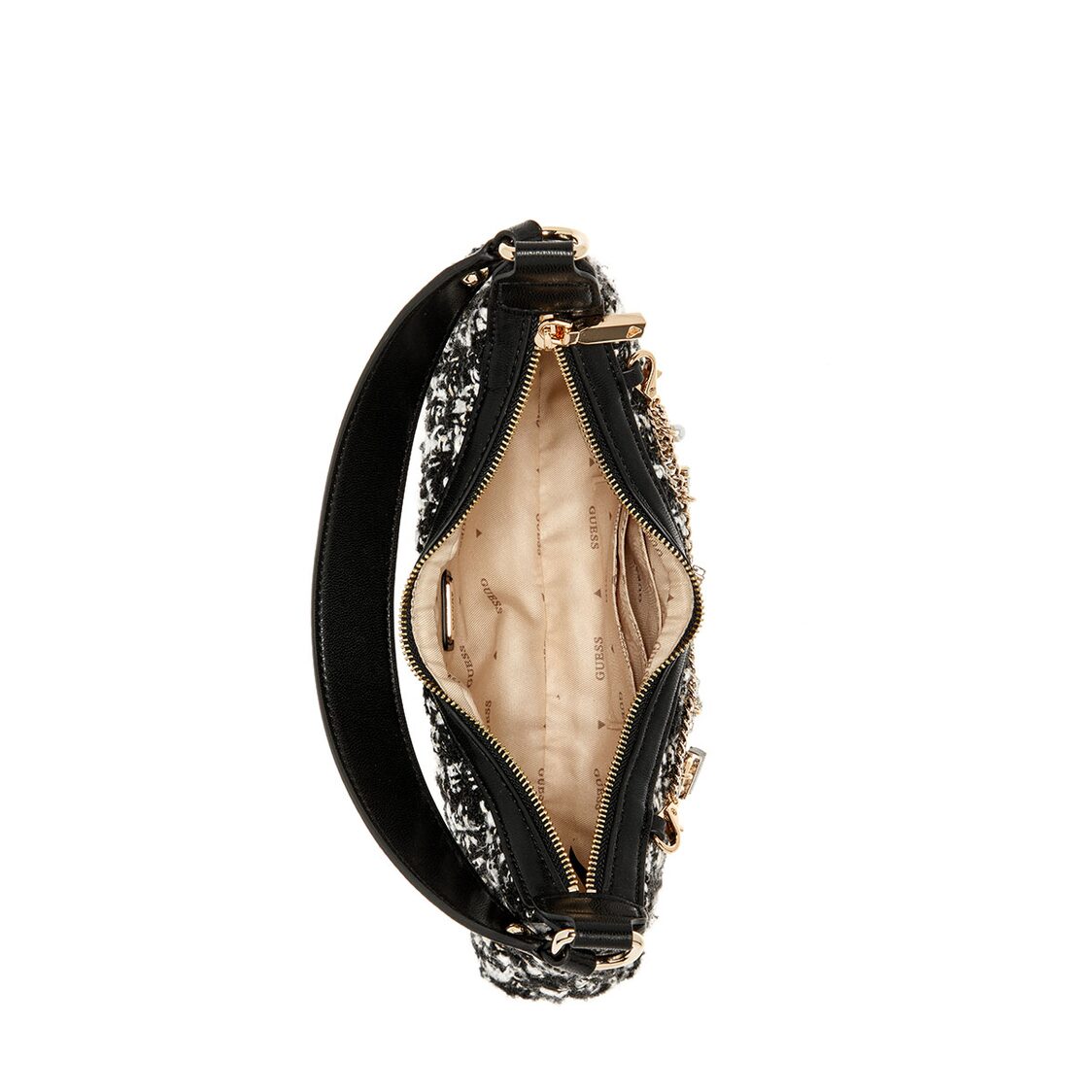 Guess Everlee Top Zip Shoulder Bag - Black Multi