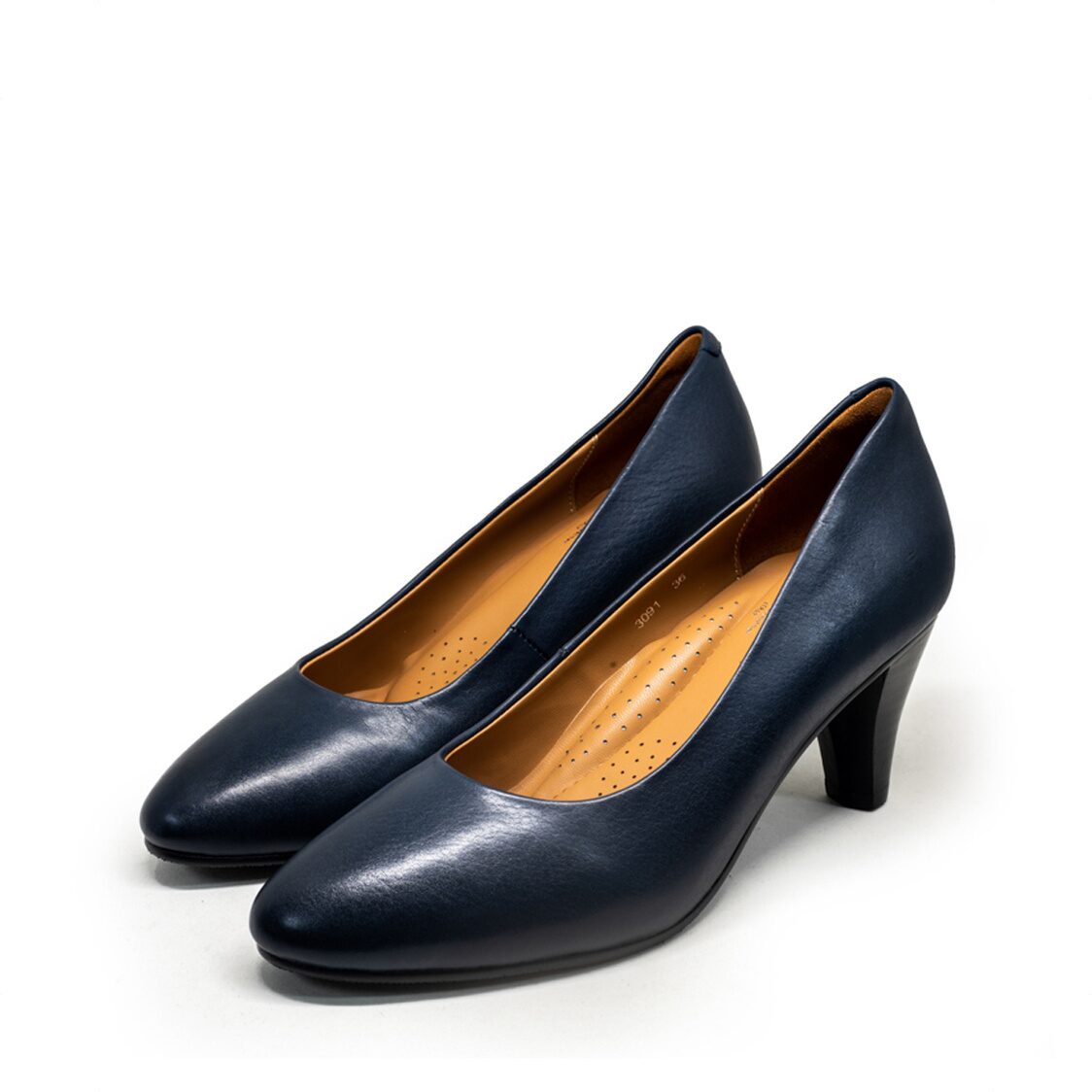 Caratti 3091 Classic Leather Heels Navy (Mid)