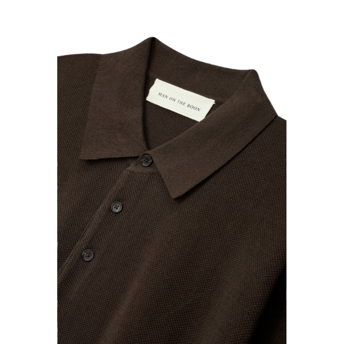 Man On The Boon Texture Relax Fit Polo Brown
