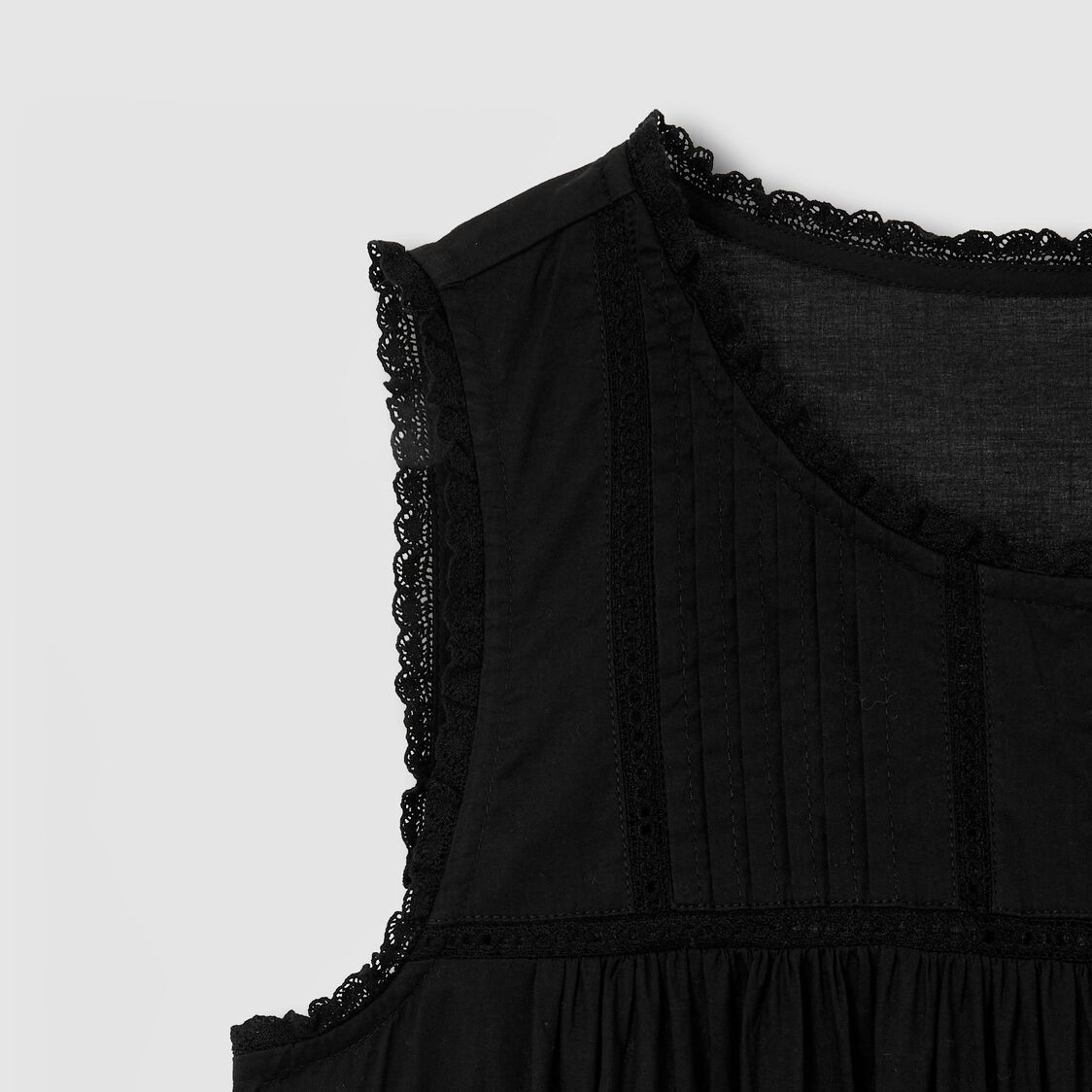 Jaju Women Eyelet Sleeveless Pajama Dress Black