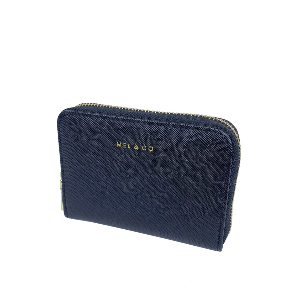 Mel&Co Saffiano-Effect Zip-Around Card Holder