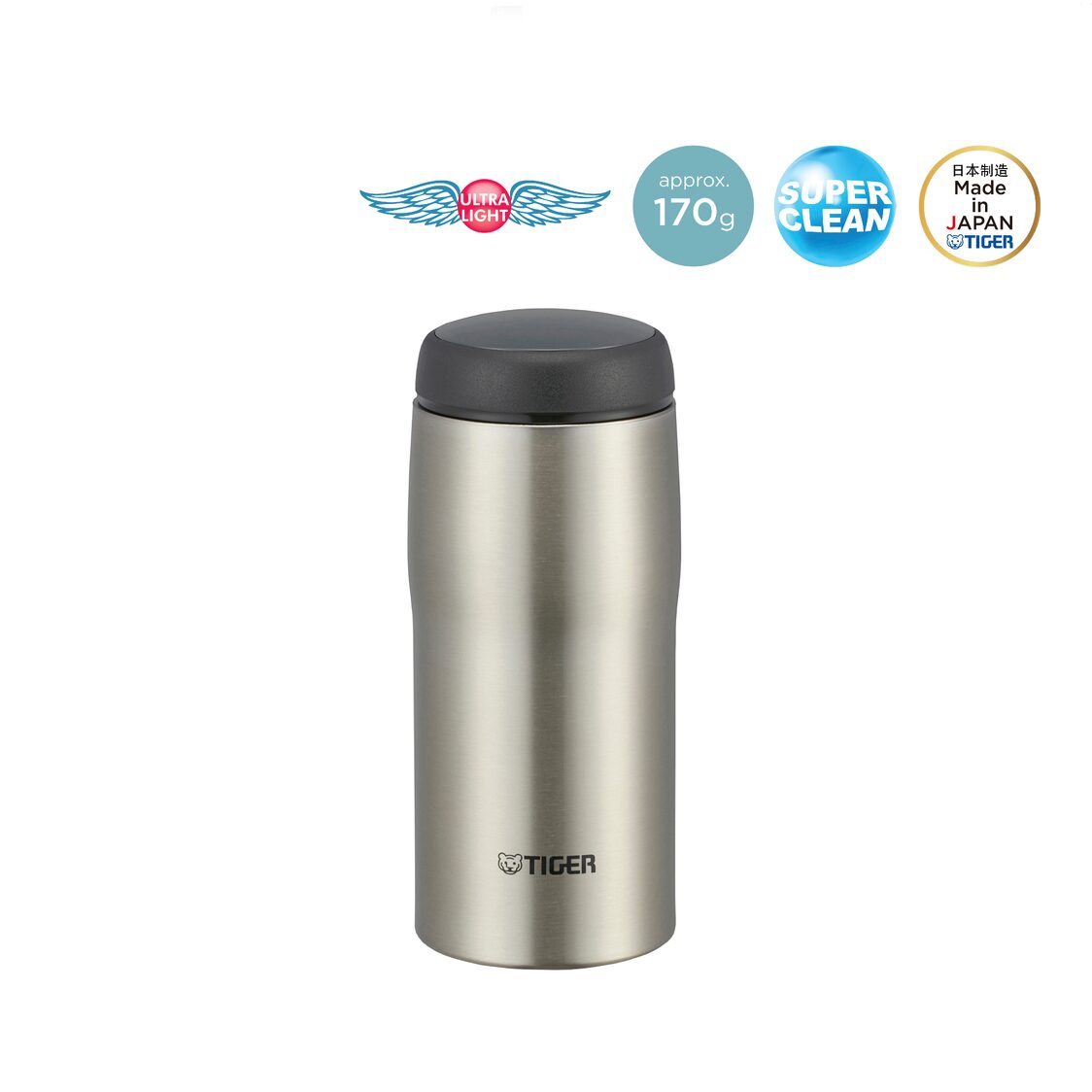TIGER Double Stainless Steel Mug 360ml - Clear Stainless (MJA-B036 XC)