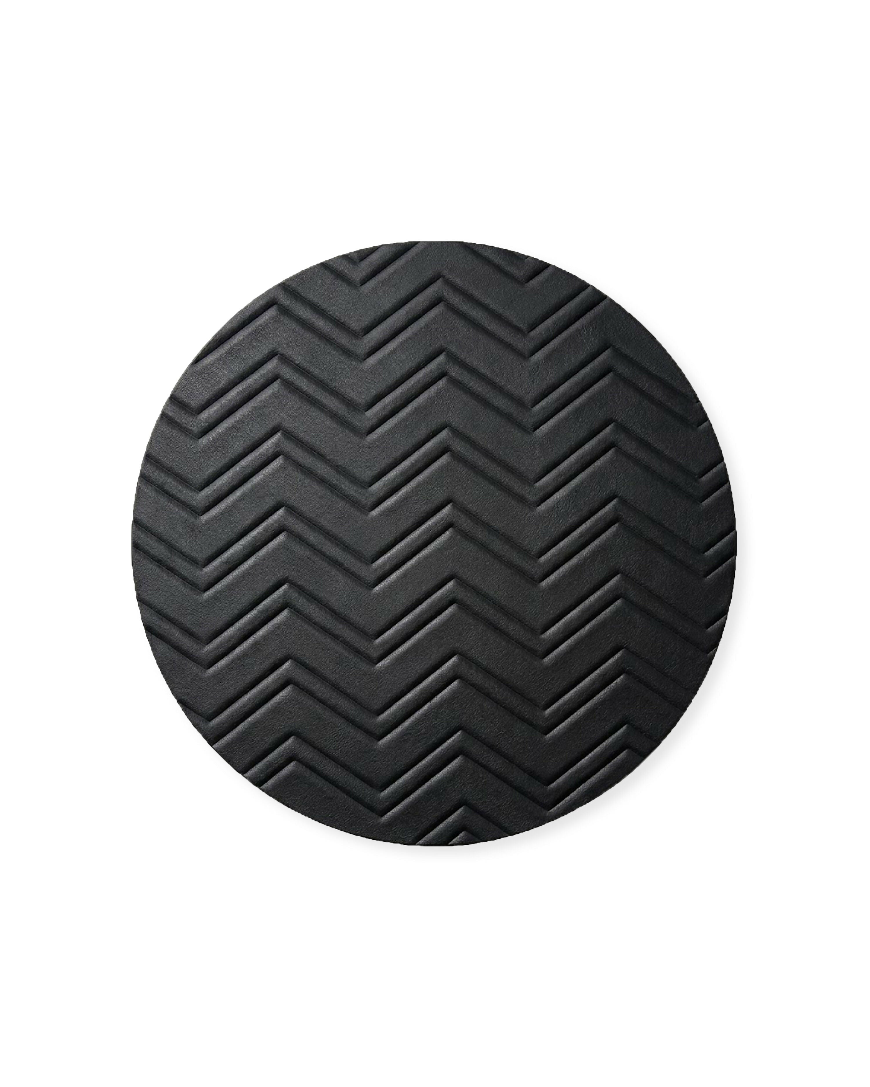 Rapee Soho PU Round Placemat – Textured Chevron Design – 38 x 38 cm – Black