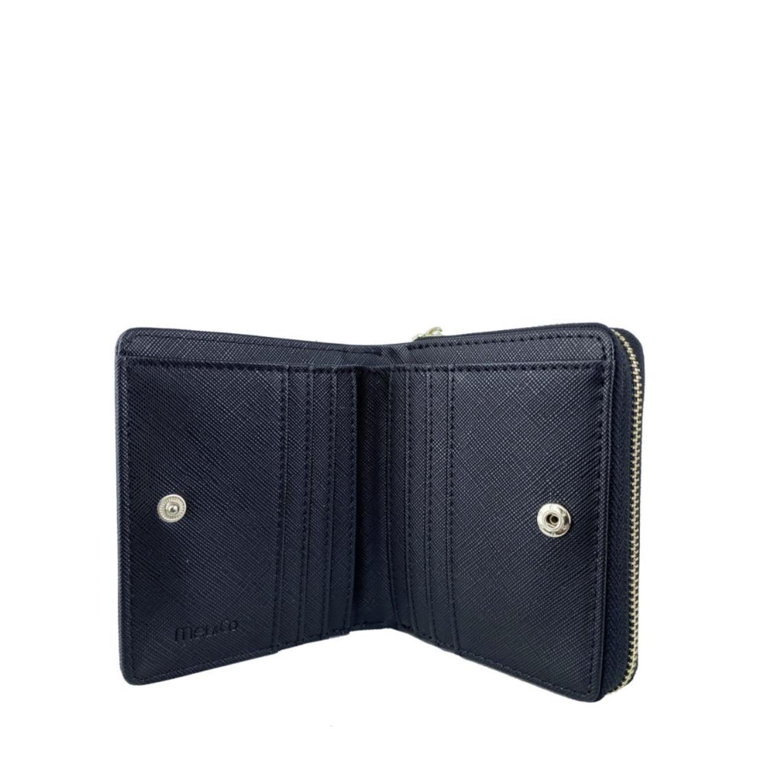 Mel&Co Saffiano-Effect Bifold Zip Coin Card Wallet