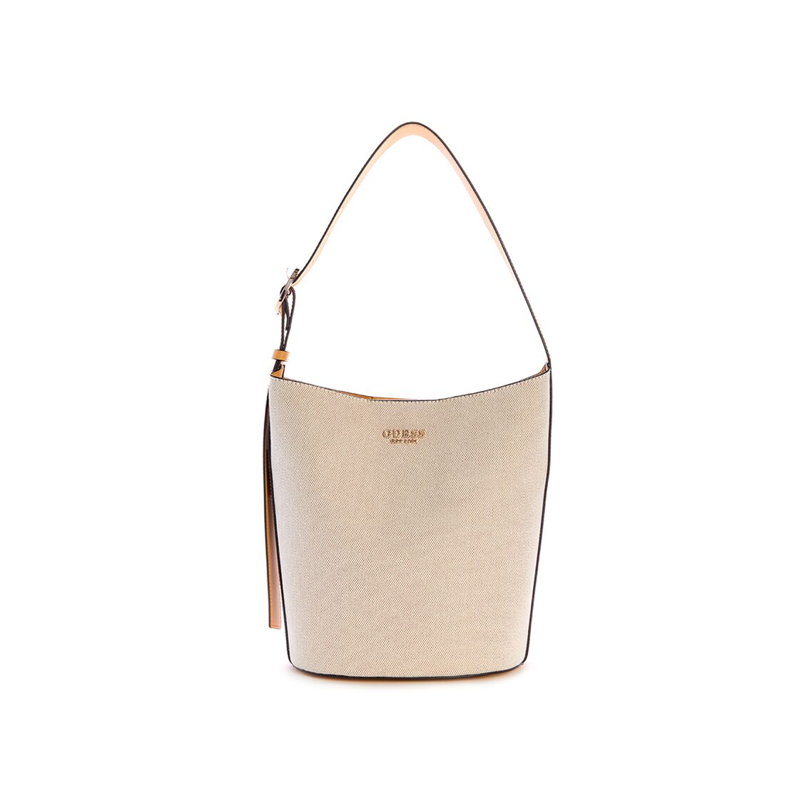 NICOLETTE LRG BUCKET SHOULDER BAG,NATURAL/MARIGOLD