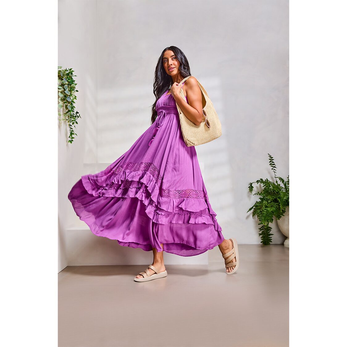 Crocs Getaway Glitter Strappy Stucco