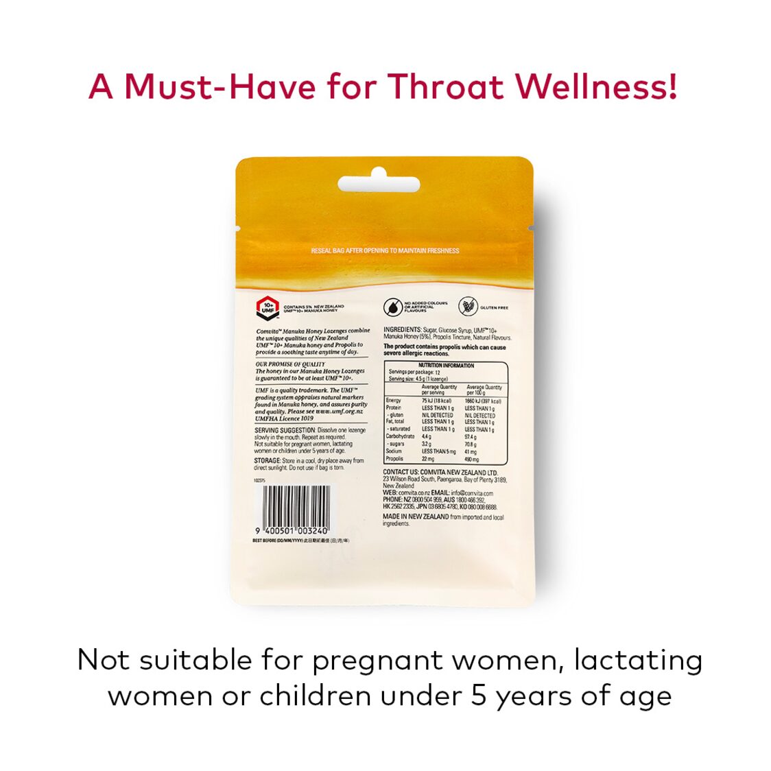Comvita®  Manuka Honey Lozenges - Lemon & Honey, 500g
