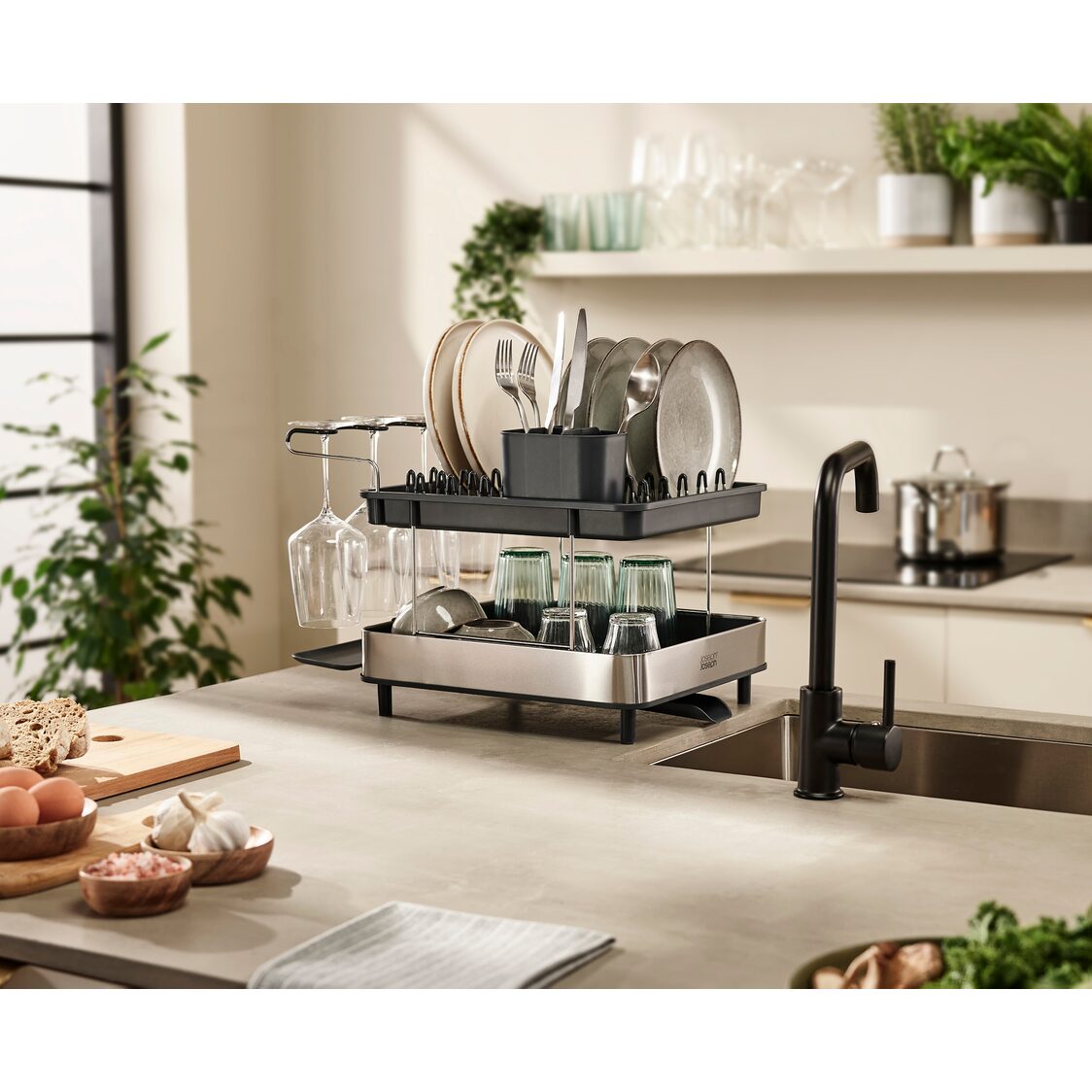 Joseph Joseph Excel Steel 2-tier Dish Rack - Grey - 851647