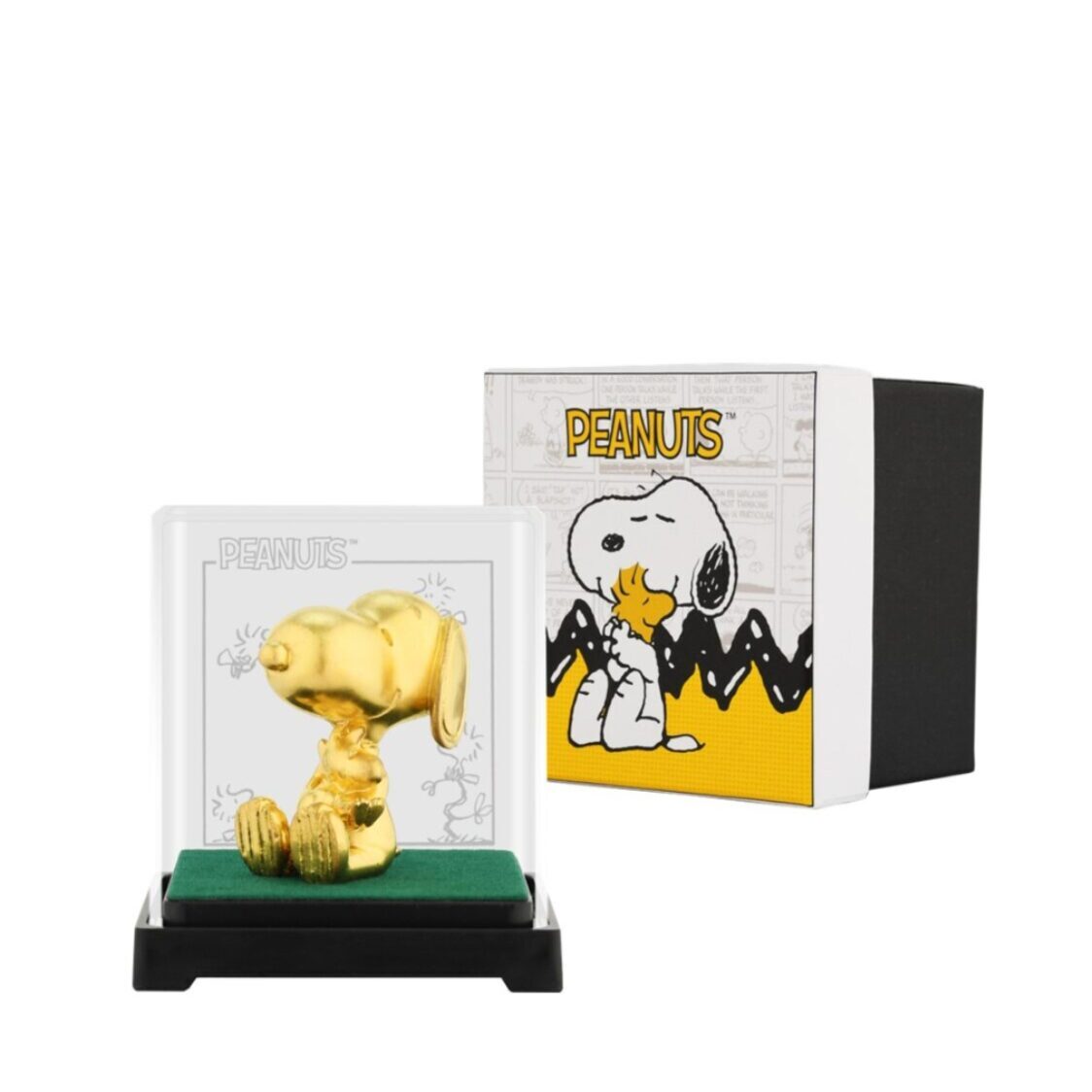 The Singapore Mint Peanuts Snoopy + Woodstock Snuggles 24K Gold Foil Mini Figure