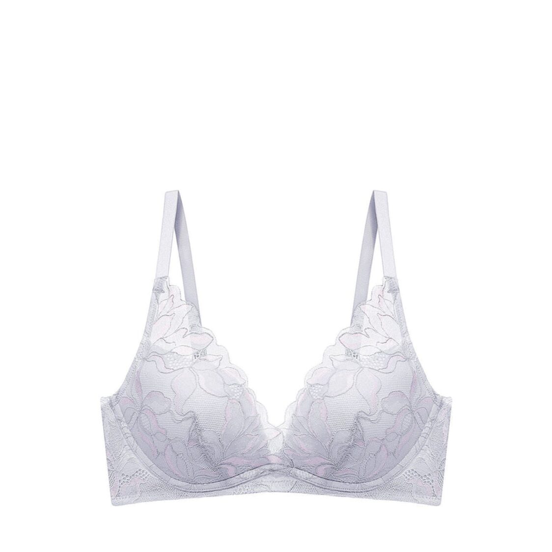 Triumph Magnolia Lace Non Wired Push Up Deep V Bra Feather
