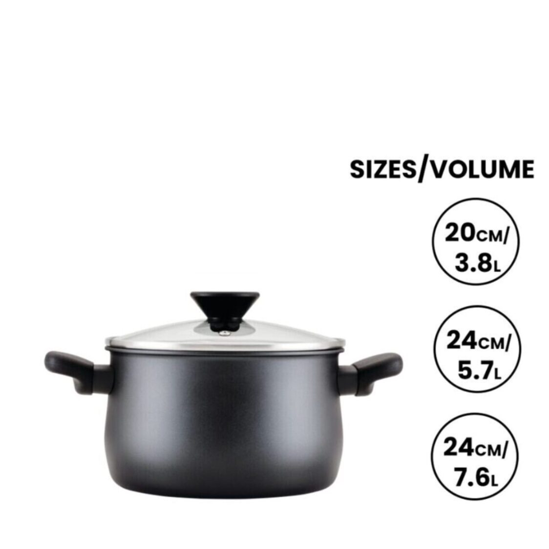 Meyer Midnight Nonstick 24cm | 7.6L Hard Anodized Covered Stockpot (Induction) 85073