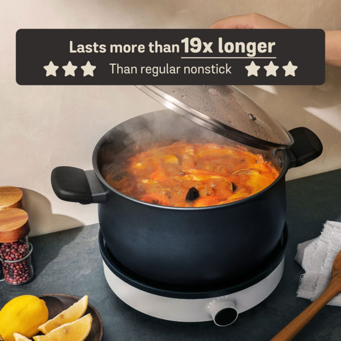 Meyer Midnight Nonstick 24cm | 7.6L Hard Anodized Covered Stockpot (Induction) 85073