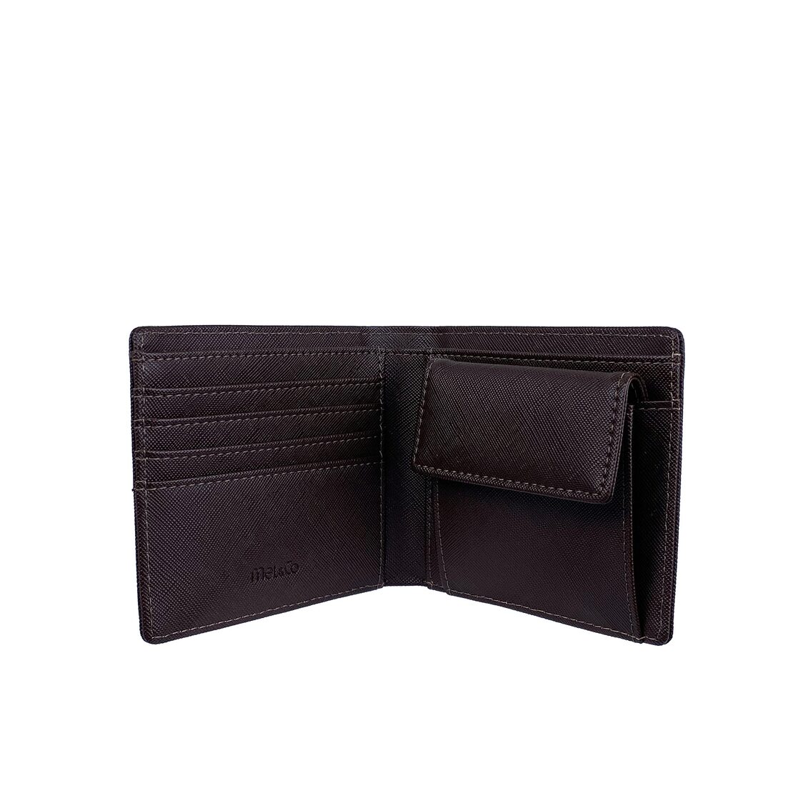 Mel&Co Saffiano Leatherette Bi-Fold Wallet With Flap Pocket