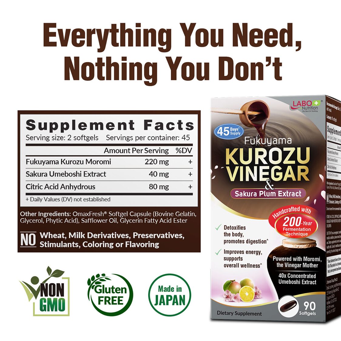 Labo Nutrition Kurozu Vinegar & Sakura Plum Extract 90 Softgels Twin Pack