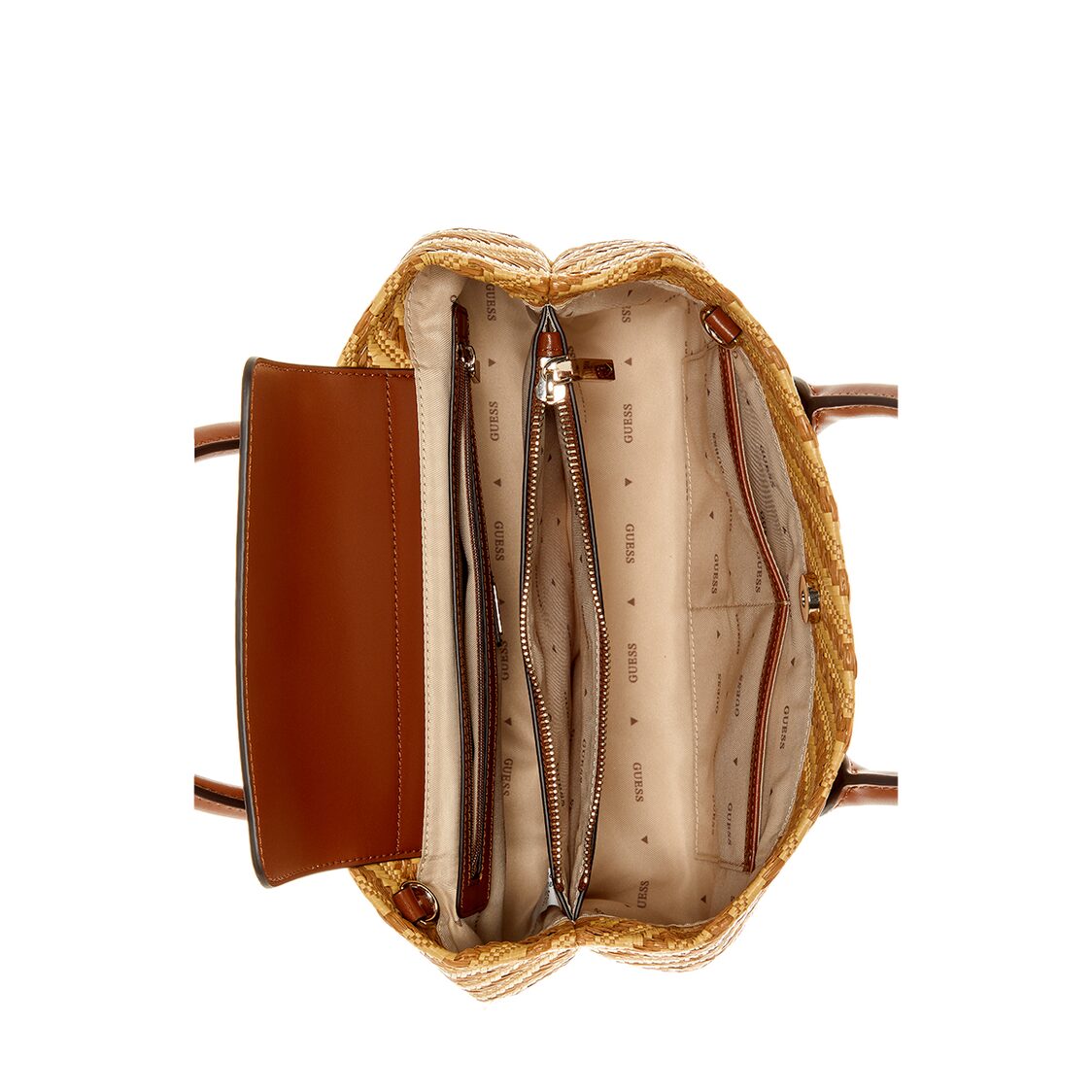 Guess Simona Small Satchel - Natural/Cognac