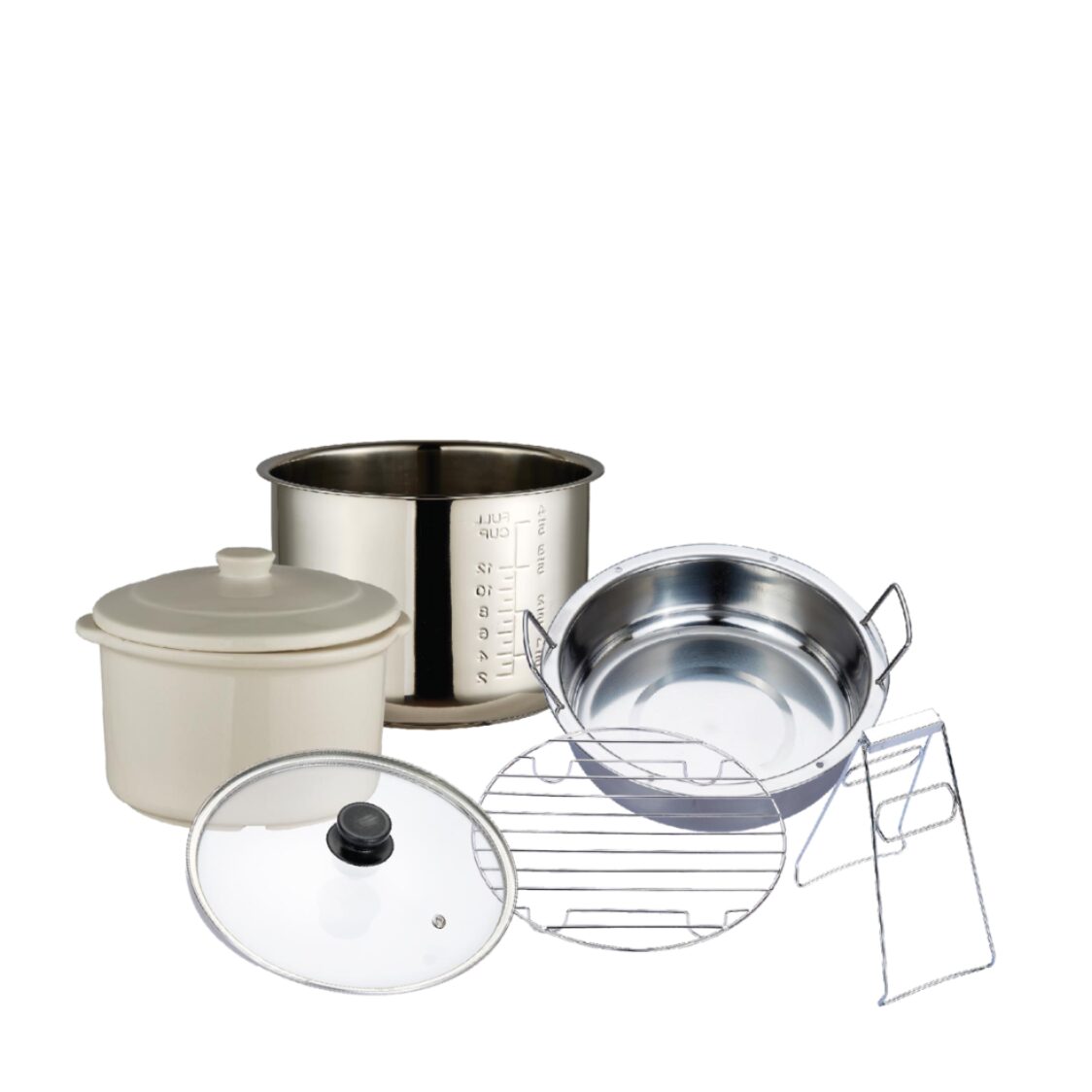 La Gourmet 6L Multifunctional Pressure Cooker with Free 6pcs Accessories Set (LGELPC361806) & Tupperware 5KG Rice Smart Container (361806 + 362575 + 000377)