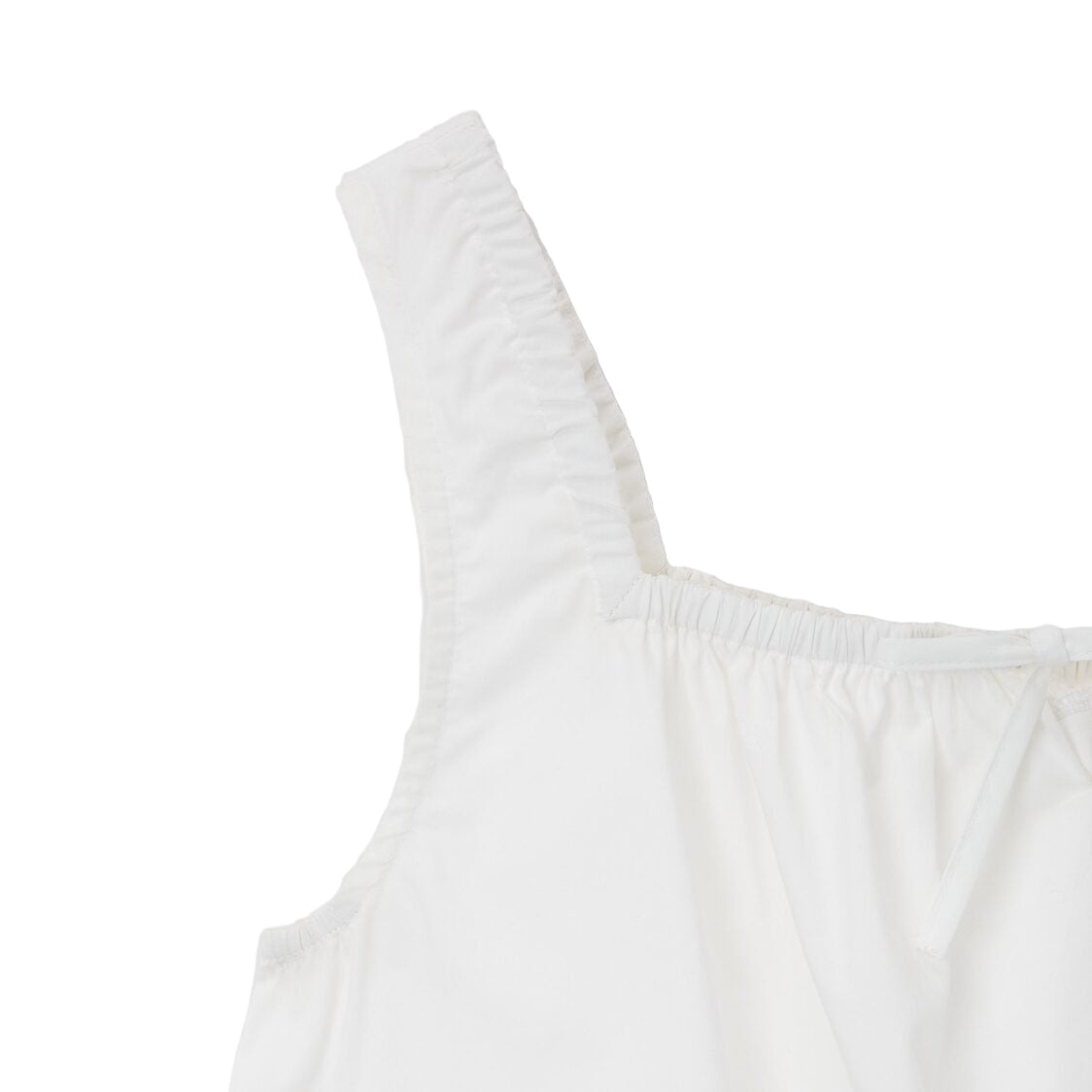 Jaju Women 60s Cotton Shirring Sleeveless Pajama Shirt White