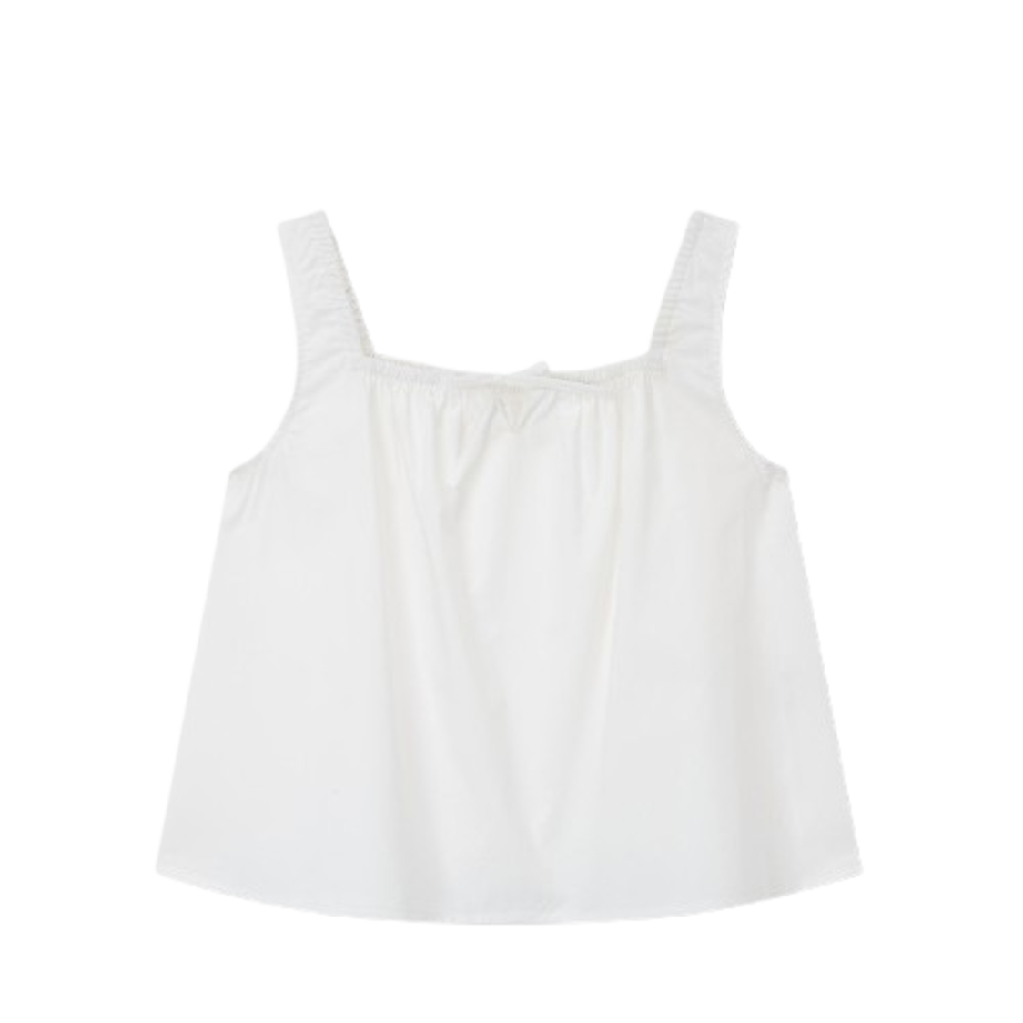 Jaju Women 60s Cotton Shirring Sleeveless Pajama Shirt White