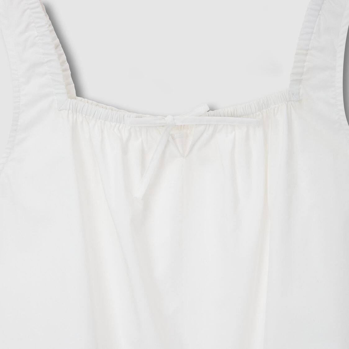 Jaju Women 60s Cotton Shirring Sleeveless Pajama Shirt White