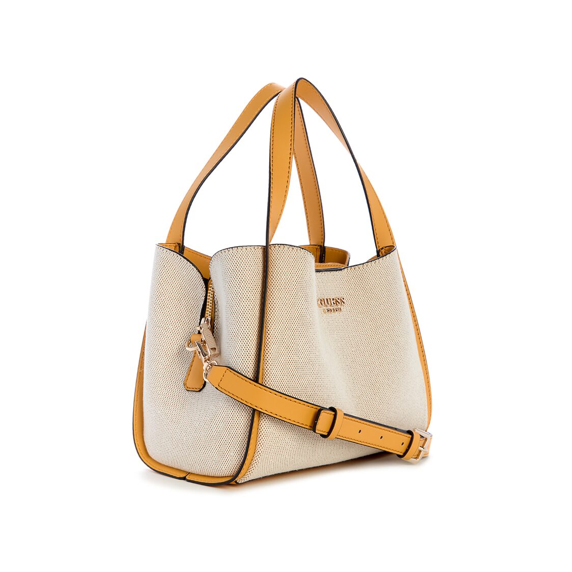 Guess Nicolette Small Gfriend Satchel,Natural/Marigold