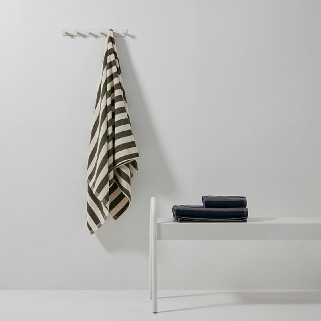 Jaju Stripe Cotton Bath Towel Khaki