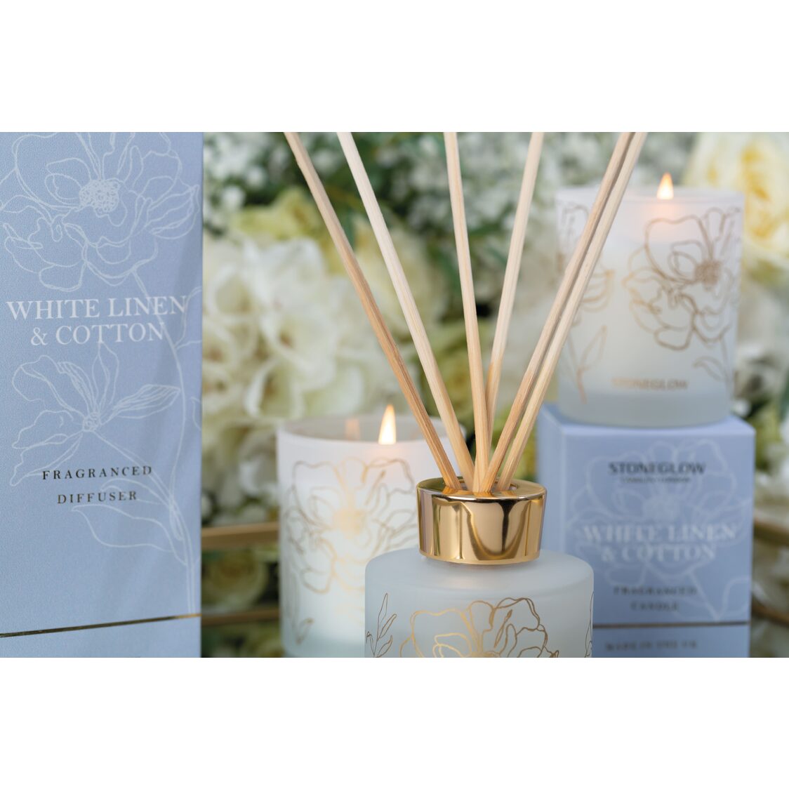 Stoneglow White Linen & Cotton Diffuser 120ml