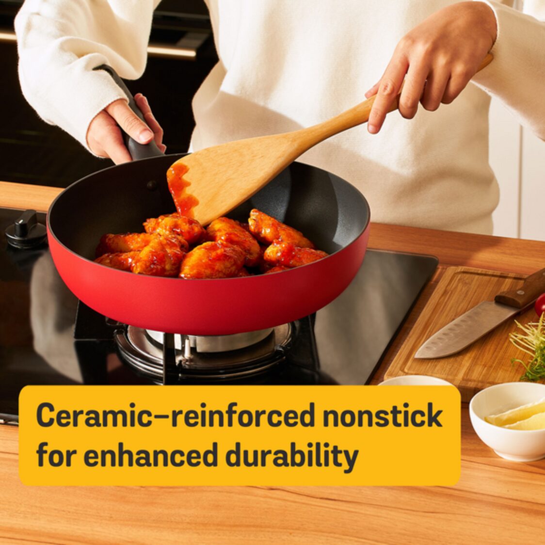 Meyer Bauhaus Nonstick Roma Red Open Frypan (Induction)