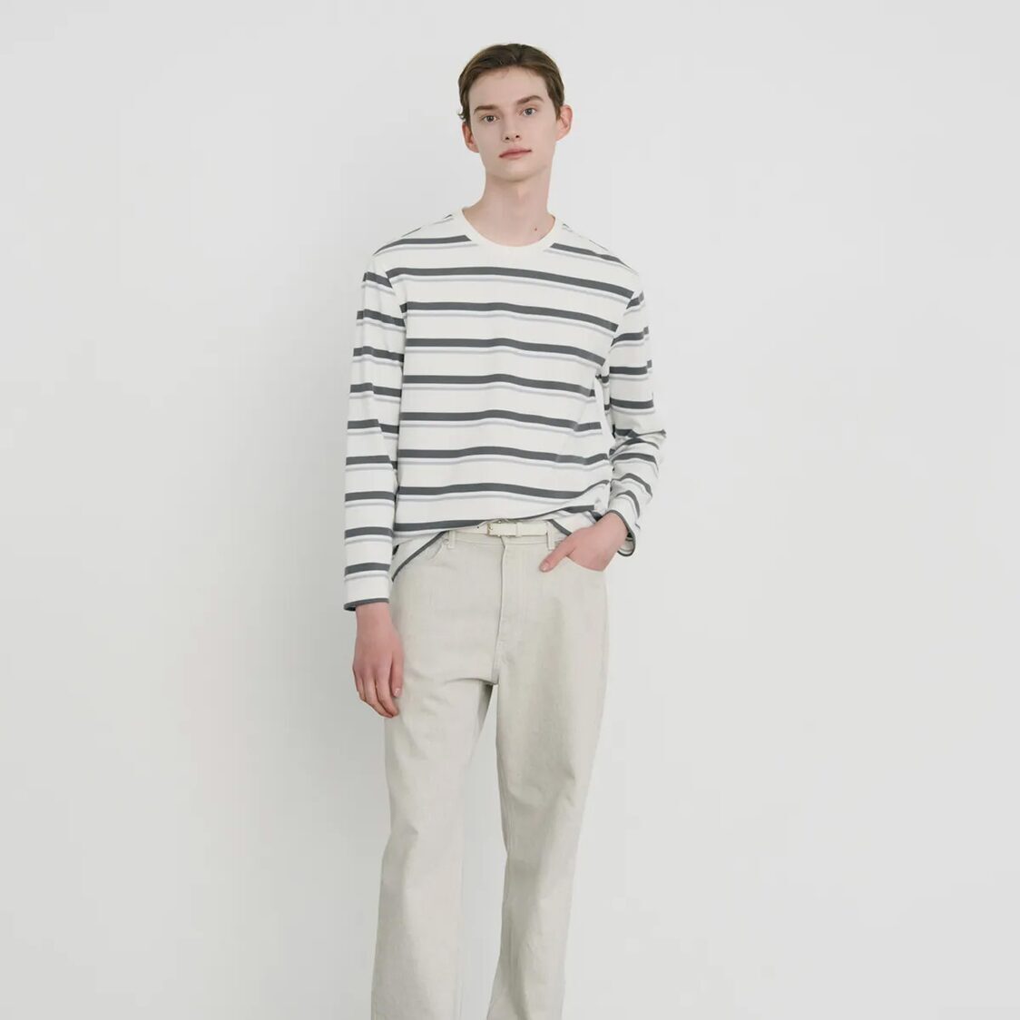 Mind Bridge [Premium]Wide Twill Denim Pants L/Grey