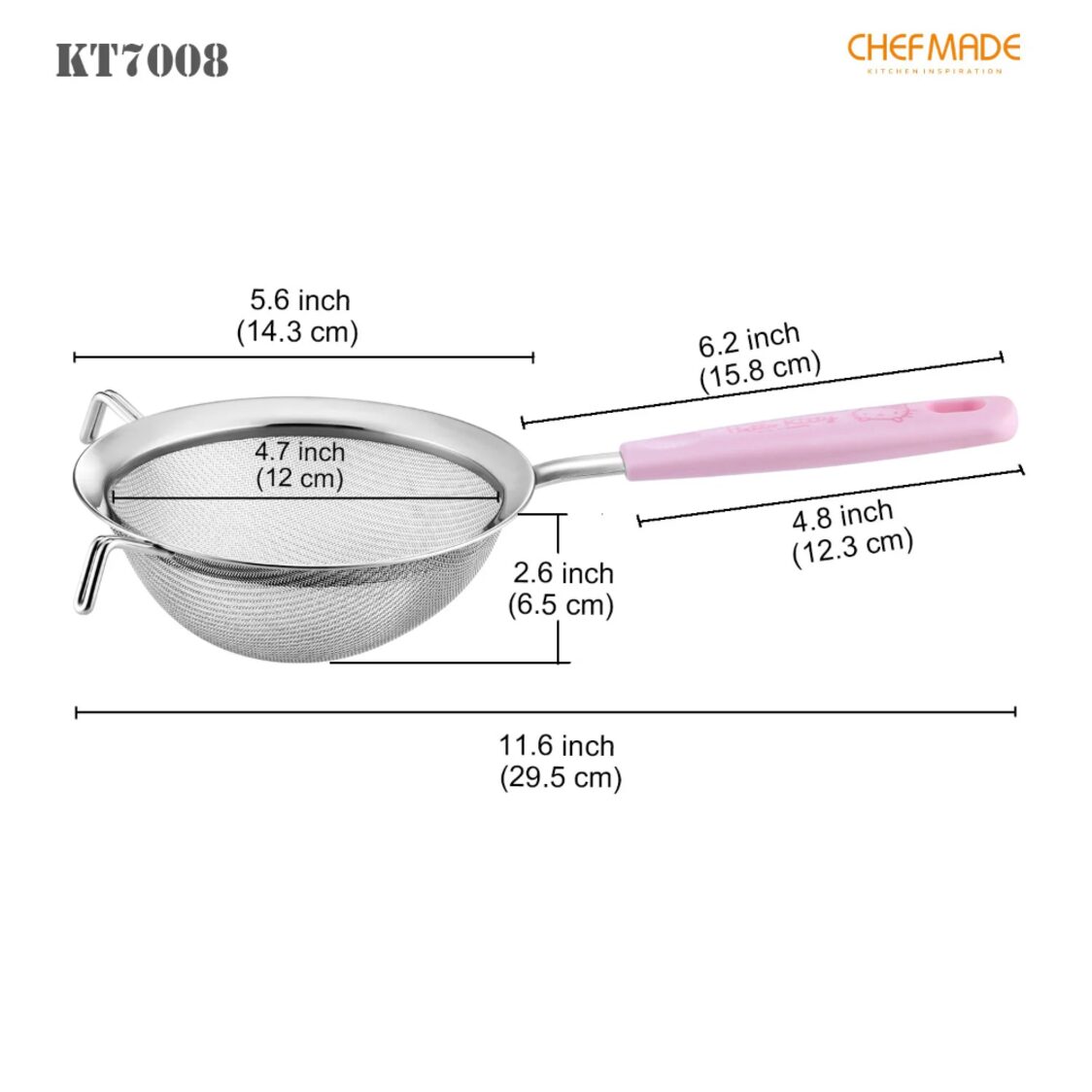 Chefmade Stainless Steel Flour Sieve L30W14xH5.5cm Hello Kitty (1898cm-KT7008)