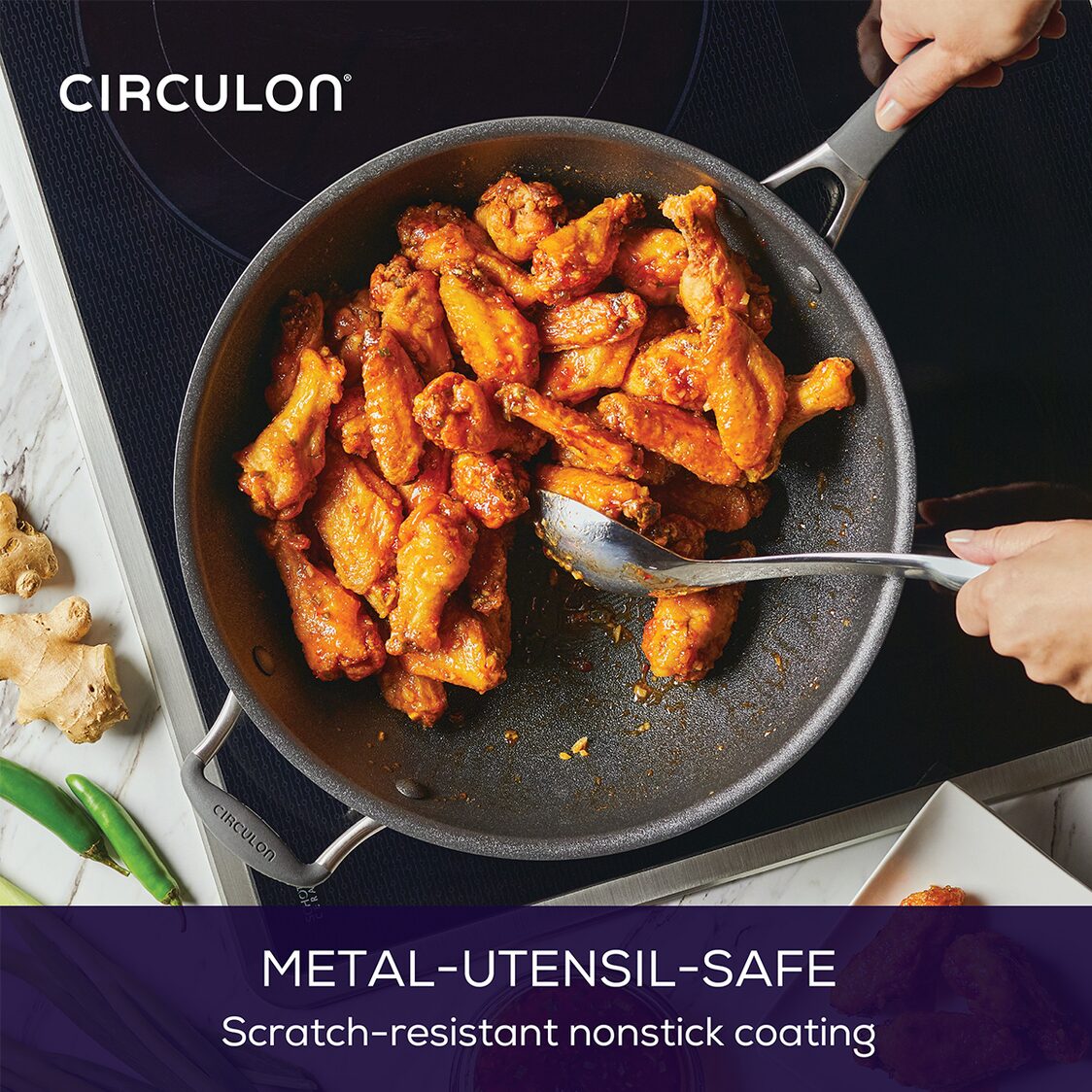 Circulon ScratchDefense A1 26cm/4.3L Covered Chef's Pan with Helping Handle