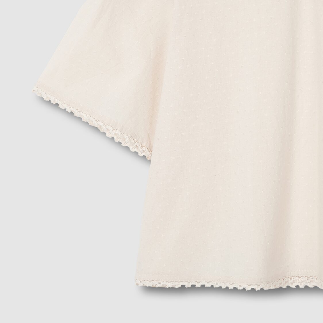 Jaju Women Eyelet Dobby Short Sleeve Pajama Shirt Pink