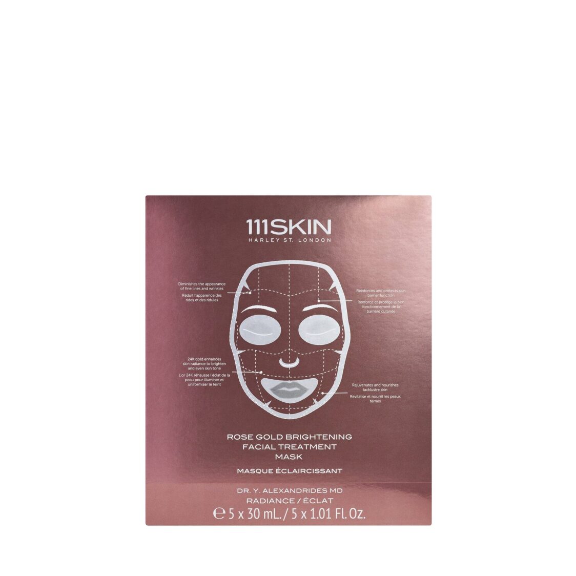 111SKIN Rose Gold Brightening Facial Treatment Mask Boxed Fragrance Free 5x30ml