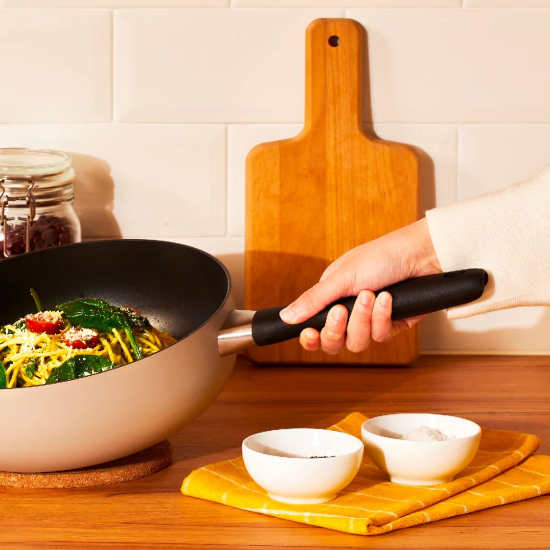 Meyer Bauhaus Nonstick 26cm | 3.8L Warm Grey Open Chef's Pan with Helping Handle (13767)