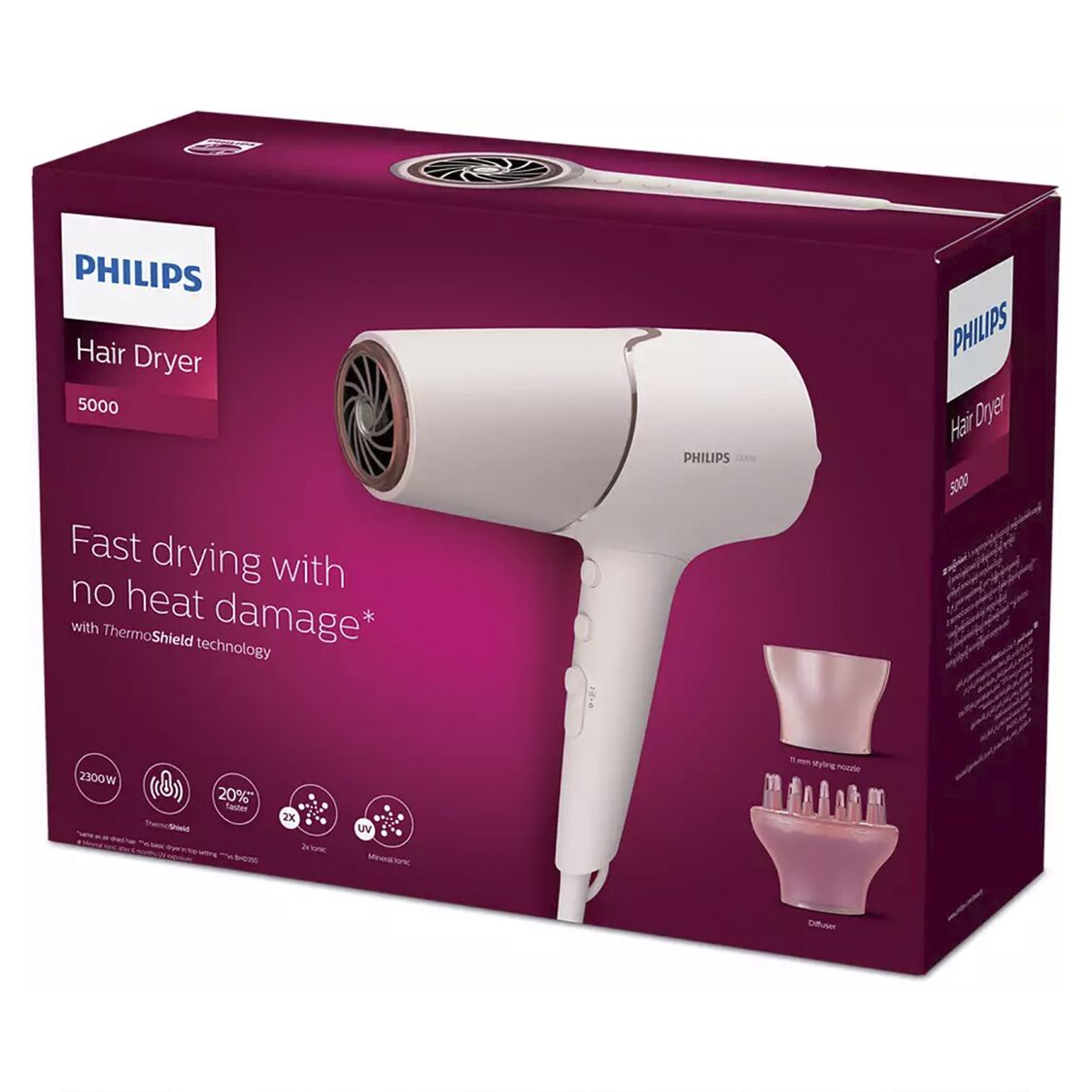 Philips 5000 Series Hair Dryer with ThermoShield Technology 2300W (BHD530/03)
