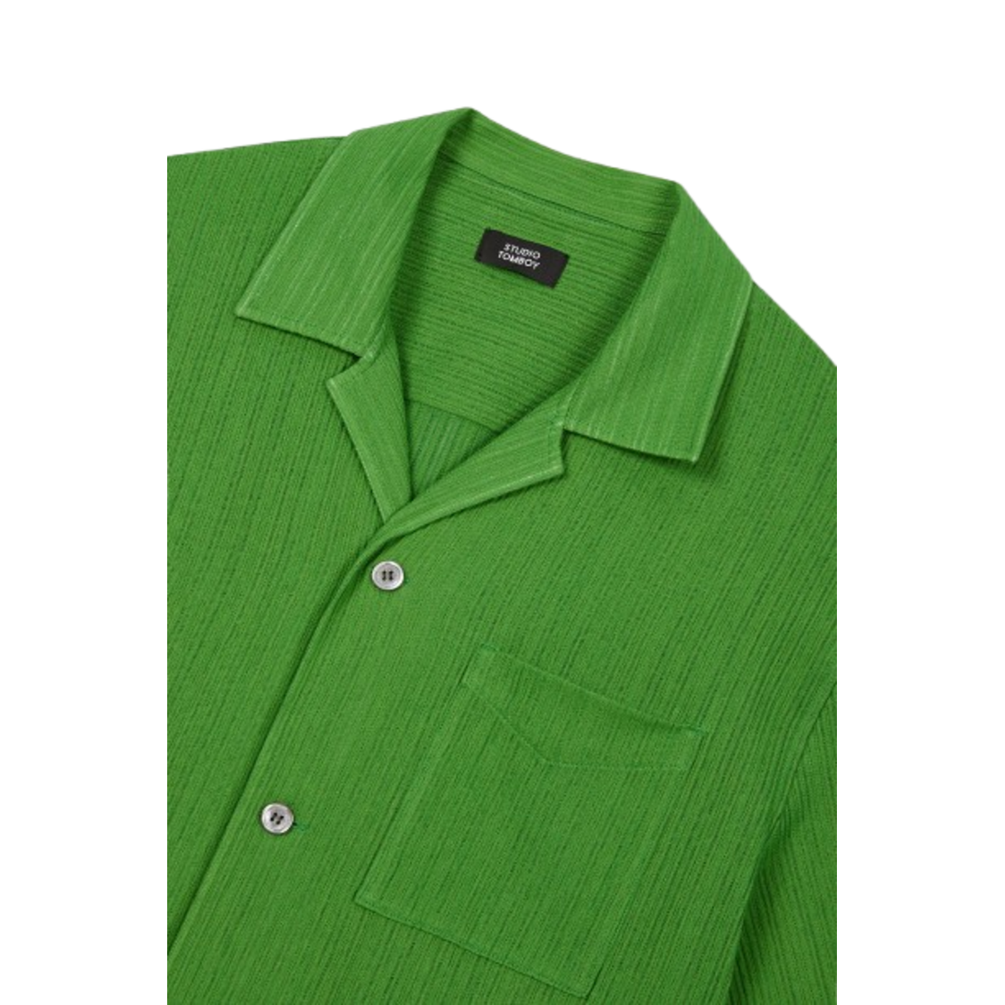 Studio Tomboy Pleated Jersey Pajama Shirt Green