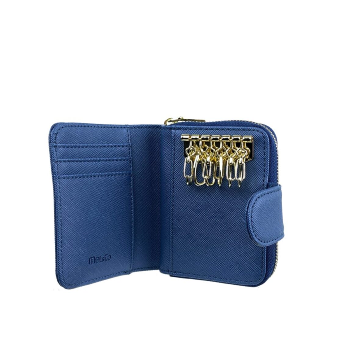 Mel&Co Saffiano Leatherette Key Holder with Zipped Gusset