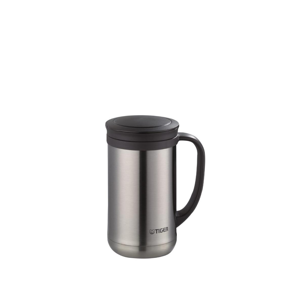 TIGER Double Stainless Steel Desk Mug With Tea Strainer 500ml - Clear Stainless (MCM-T050 XC)