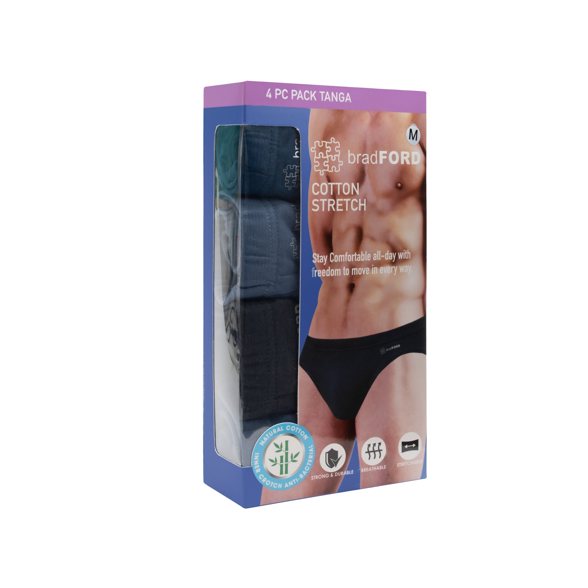 Bradford Men's 4-pc Pack Tanga Briefs